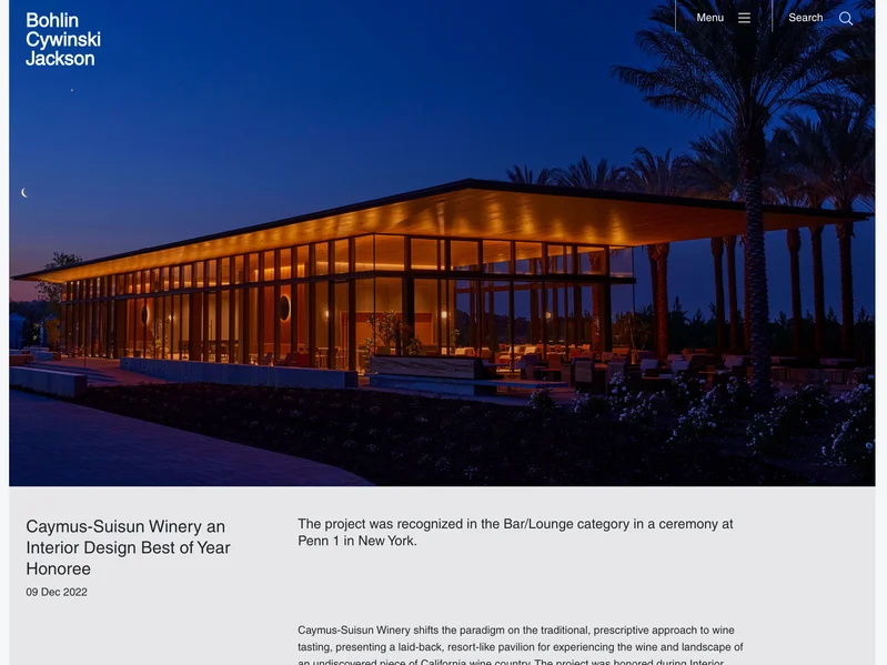 Bohlin Cywinski Jackson feature about Caymus-Suisun Winery