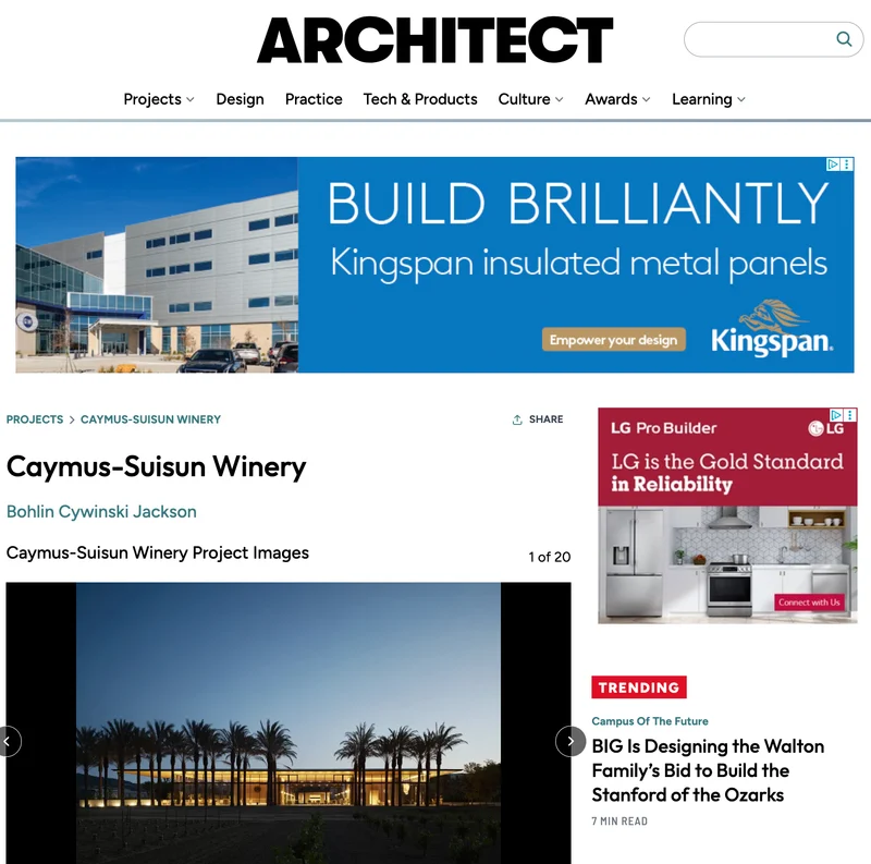 Architect feature about Caymus-Suisun Winery