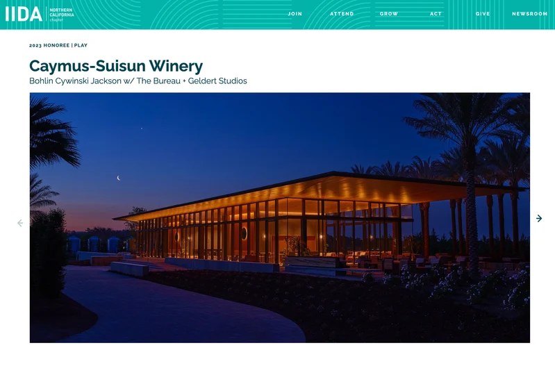 IIDA Northern California feature about Caymus-Suisun Winery